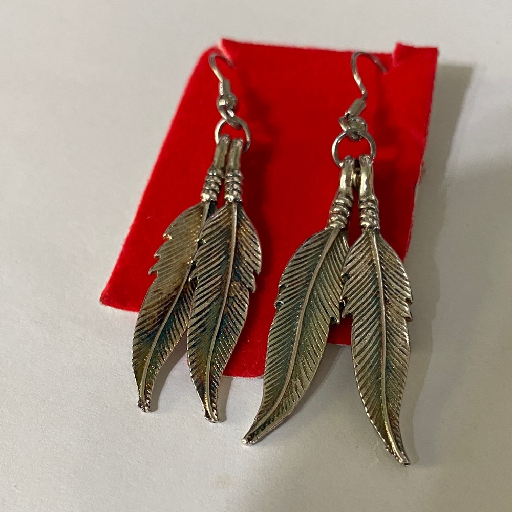 Chic Sterling  Silver Feather Drop Earrings